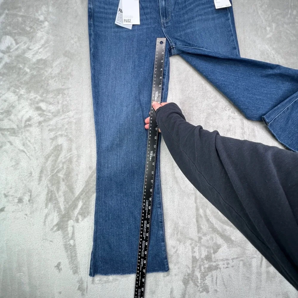 Paige Rory Crop Flare Jeans Womens 31 Zaylee Blue Stretch Raw Hem Denim New Nwt - Picture 5 of 15